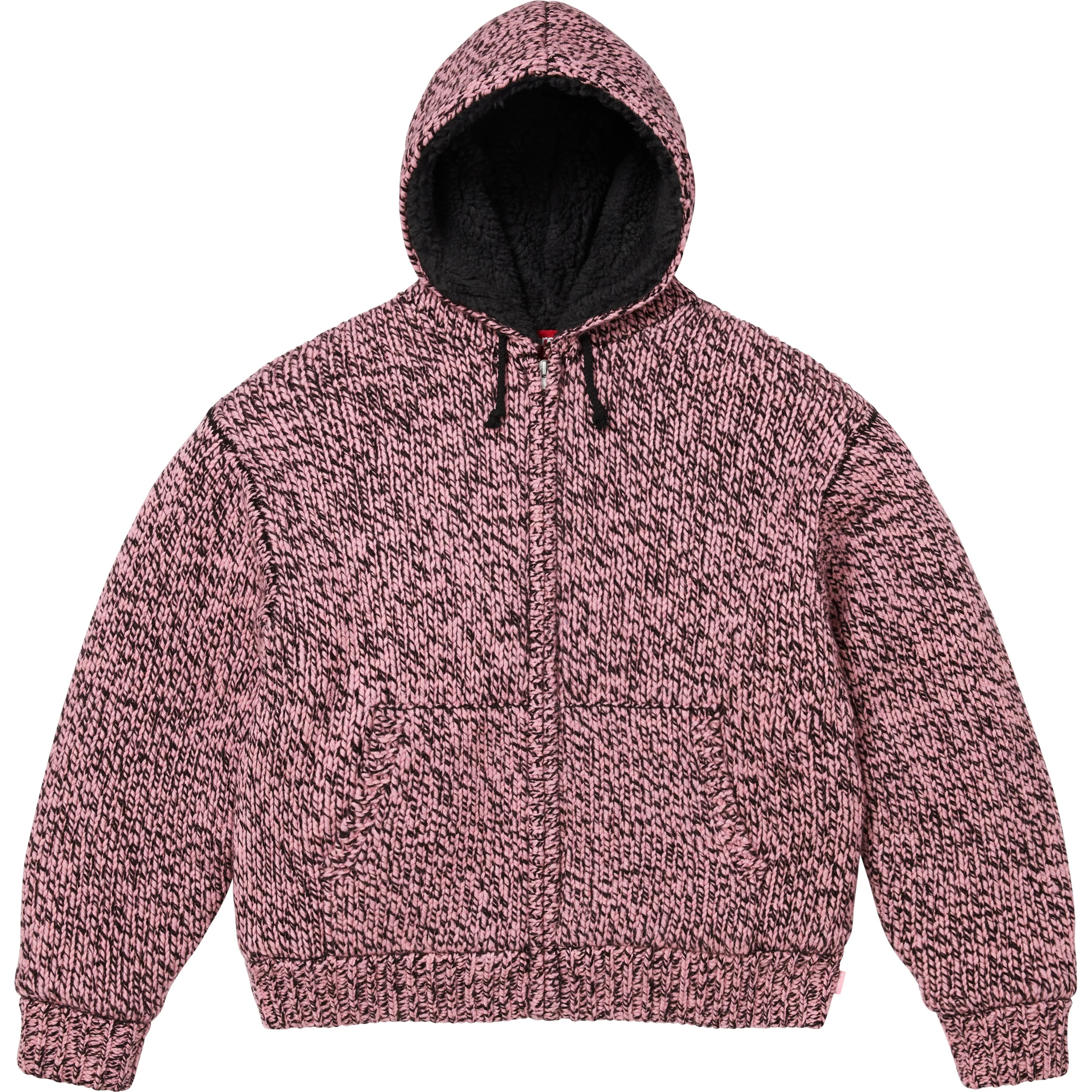 Faux Shearling Lined Zip Up Hooded Sweater view 4